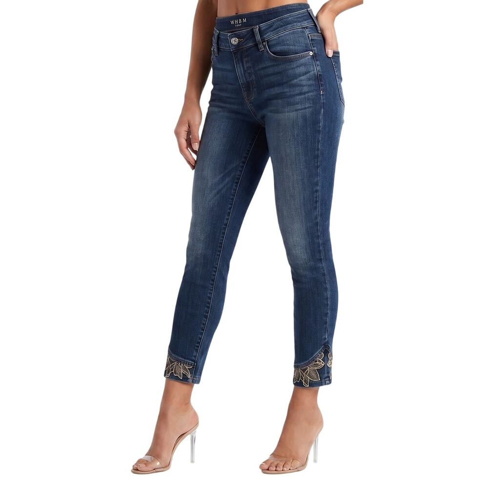 WHBM Gorgeous Skinny Crop Jeans with Embroidered Detail EUC Size 10